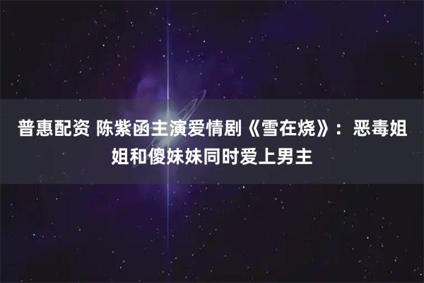 普惠配资 陈紫函主演爱情剧《雪在烧》：恶毒姐姐和傻妹妹同时爱上男主